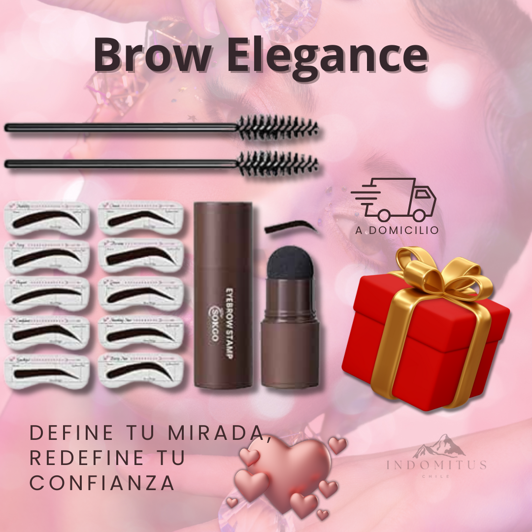 Brow Elegance - Polvo para cejas + 10 plantillas color café + Ebook (libro digital) de regalo 🎁